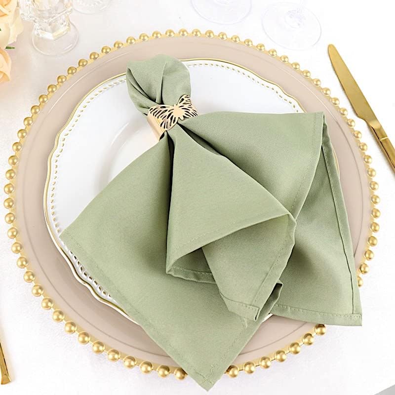 Balsa Circle 20 pcs 17-Inch Eucalyptus Green Polyester Table Napkins Reusable Washable Wedding Party Dinner Linens Tableware Supplies - Image 4