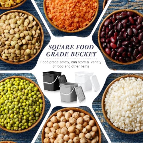 Mumufy 3 Pcs 3.5 Gallon Square Food Grade Bucket with Lid, Black,Gray,White - Image 4
