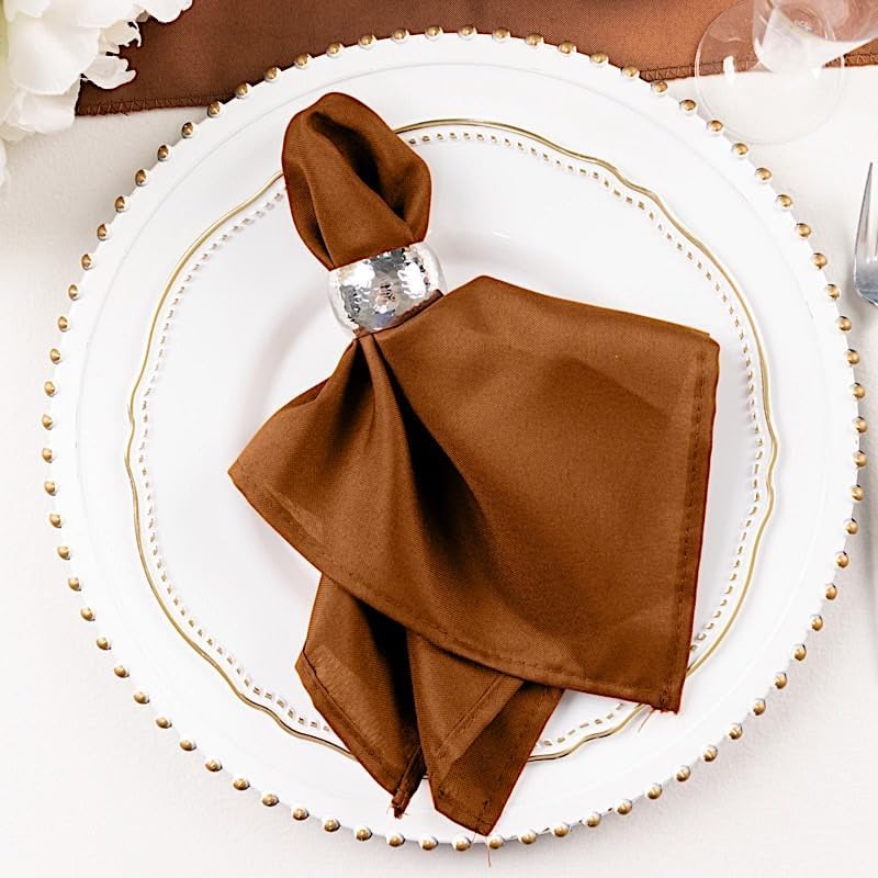 Balsa Circle 100 pcs 17-Inch Cinnamon Brown Polyester Luncheon Napkins for Wedding Party Reception Events Restaurant Kitchen Home - Image 7