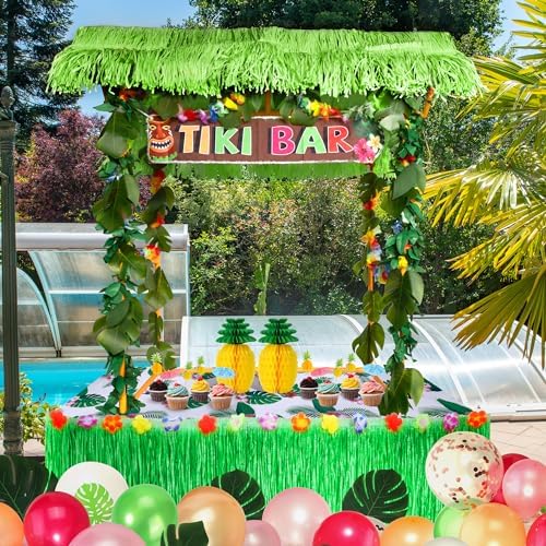 Auihiay 125PCS Tiki Bar Hut Kit, Portable Outdoor Tiki Bar Decor Supplies - Image 5