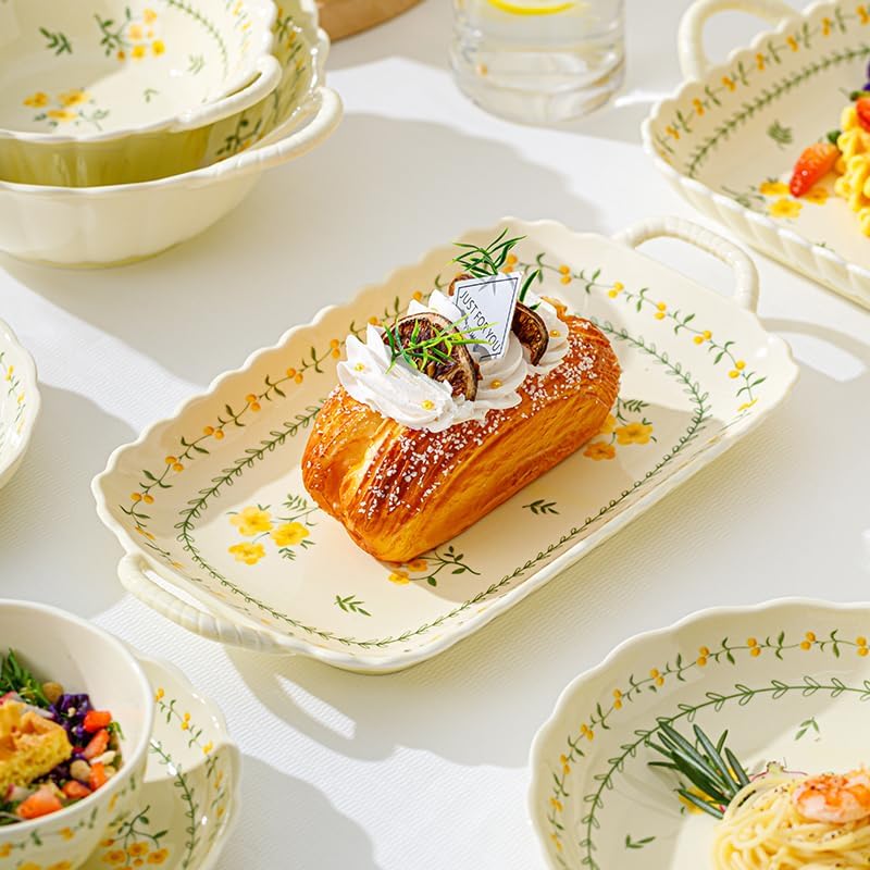 Ceramic Dinnerware Set, Series Kavara Ⅱ, (Yellow Spring Primrose) - Image 6