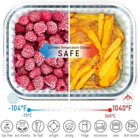 Ribbed Glass 4 Stackable Meal Prep Containers with Acacia Lids - Image 4