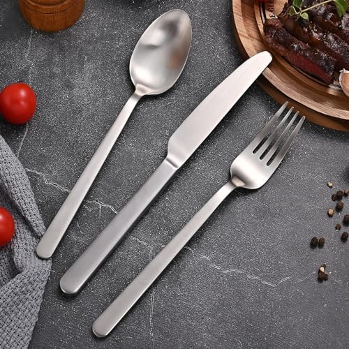 Matte Silver 30-Piece Forged Flatware Set for 4, 18/10 Stainless Steel - Image 5