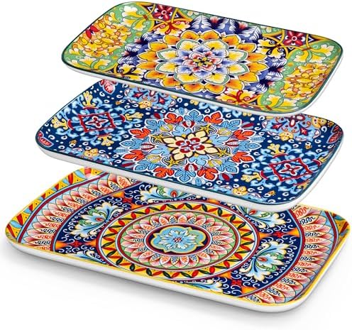 vancasso Serving Platters Set of 3, 16"/14"/12" In Rectangular Trays Retro by vancasso