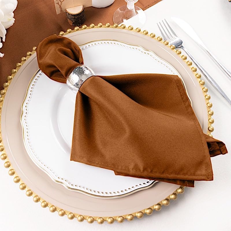 Balsa Circle 10 pcs 17-Inch Cinnamon Brown Polyester Table Napkins Reusable Washable Wedding Party Dinner Linens Tableware Supplies by BalsaCircle