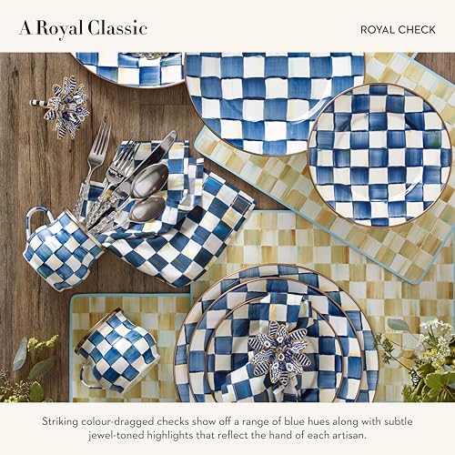MACKENZIE-CHILDS Enamel Mug, 16 Ounces, Blue-and-White Royal Check - Image 3