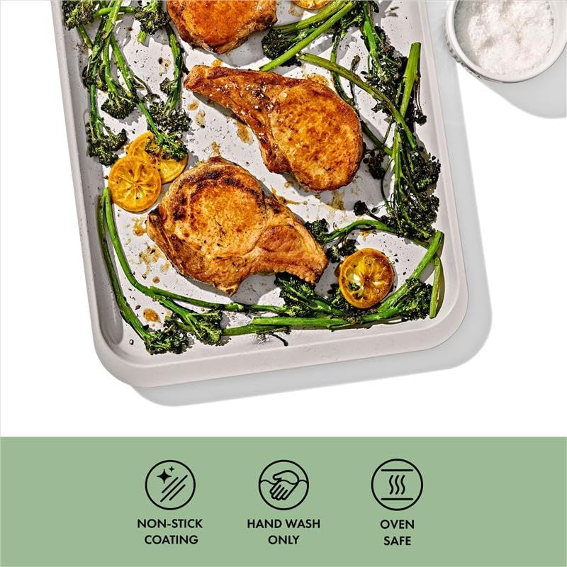 OXO Good Grips Non-Stick Pro Ceramic Coated Metal Bakeware Half Sheet Pan — Basil, Ceramic Non-stick Baking Pans for Oven, Baking Sheet, Cookie Sheets for Oven - Image 2