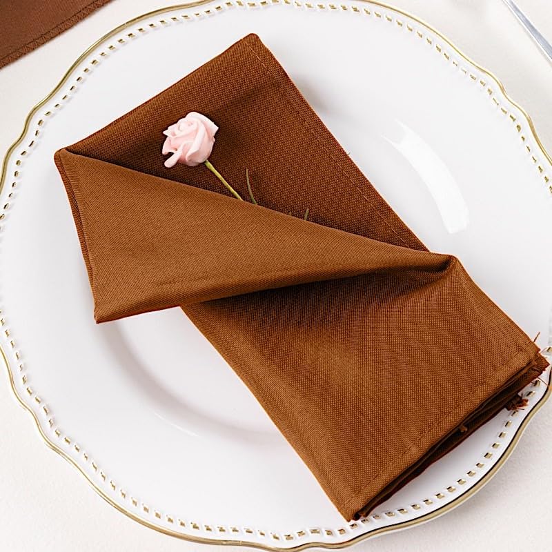 Balsa Circle 100 pcs 17-Inch Cinnamon Brown Polyester Luncheon Napkins for Wedding Party Reception Events Restaurant Kitchen Home - Image 3