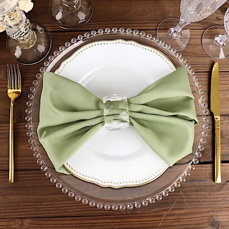 Balsa Circle 100 pcs 17-Inch Eucalyptus Green Polyester Table Napkins Reusable Washable Wedding Party Dinner Linens Tableware Supplies - Image 5