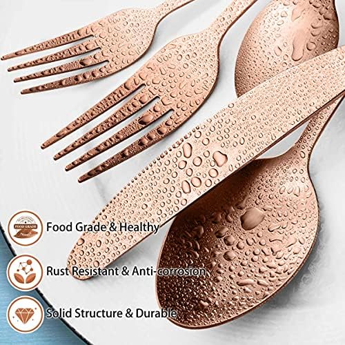LIANYU 40 Piece Matte Copper Silverware Set, Rose Gold Flatware Set for 8 - Image 3