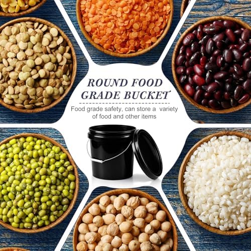 Mumufy 10 Pcs 3.5 Gallon Food Grade Bucket with Lid, Round, Black - Image 4