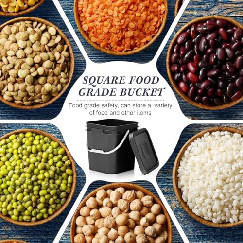 Mumufy 3 Pcs 3.5 Gallon Square Food Grade Bucket with Lid, Black - Image 4