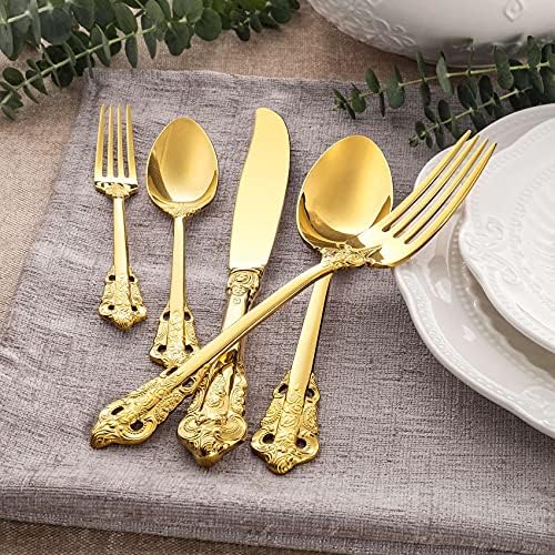 KEAWELL Luxury 20-Piece 18/10 Stainless Steel Flatware Set (Gold) - Image 2