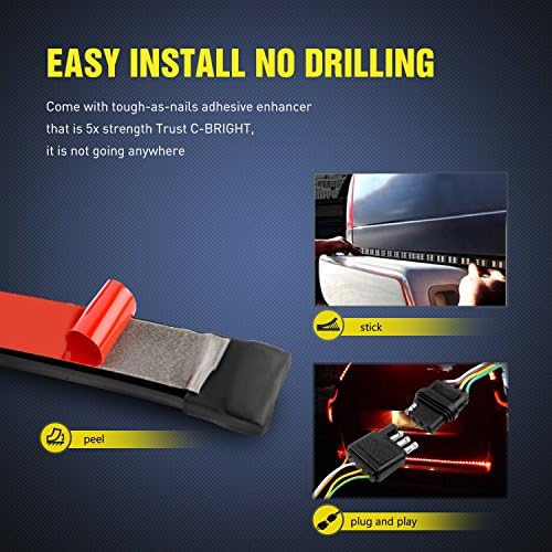 Nilight TR-04 Truck Tailgate Bar 60" Triple Row 504 LED Strip with Red Brake White Reverse Sequential Amber Turning Signals Strobe Lights，2 Years Warranty - Image 2