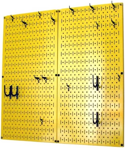 Wall Control Kitchen Pegboard Organizer Pots and Pans Storage Rack Organization Kit with Yellow Pegboard and Black Accessories - Image 2