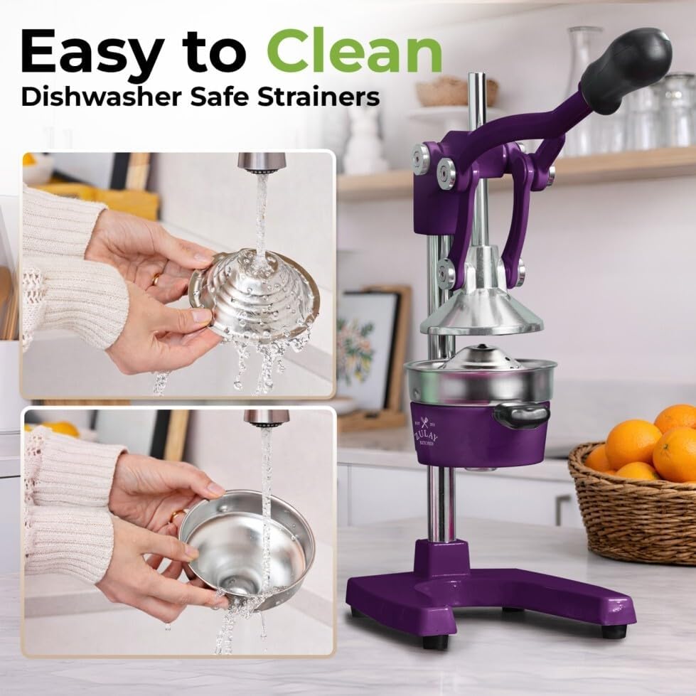 Zulay Kitchen Cast Iron Juicer, Orange Manual Juicer, Citrus Press, Plum - Image 5