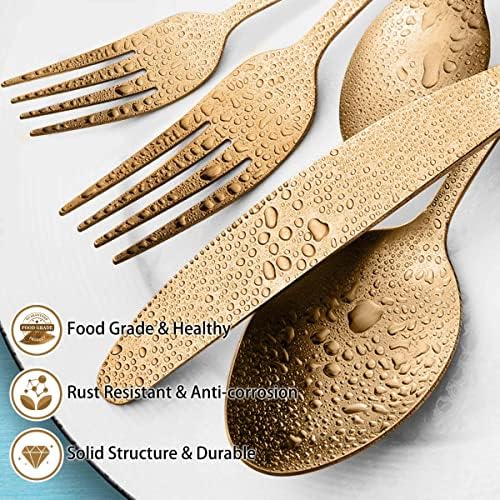 LIANYU 30 Piece Gold Silverware Set, Stainless Steel Gold Cutlery Set for 6 - Image 2