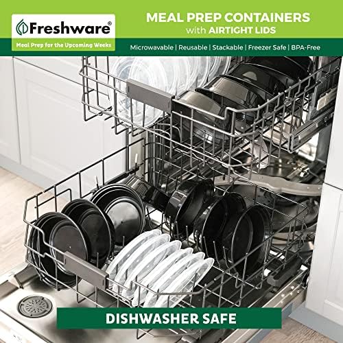 Freshware Meal Prep Containers with lids [150 Pack] Food Storage Containers, Bento Box, BPA-Free, Stackable, Microwave, Dishwasher, Freezer Safe, 32 Oz, Black - Image 7