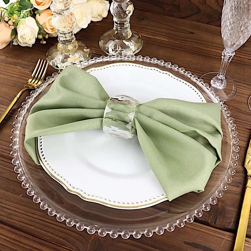 Balsa Circle 100 pcs 17-Inch Eucalyptus Green Polyester Table Napkins Reusable Washable Wedding Party Dinner Linens Tableware Supplies by BalsaCircle