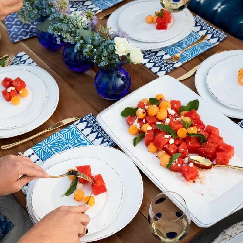 VIETRI Melamine Lastra White Rectangular Platter - Image 3