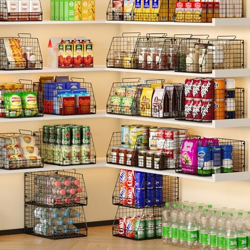 Jakyitvi 5 Pack XXL Stackable Wire Storage Basket, Extra Large Capacity Pantry Organizer and Storage, Muti-Purpose for Fruit Vegetable Basket & Toy Bin & Snack Organizer - Image 2