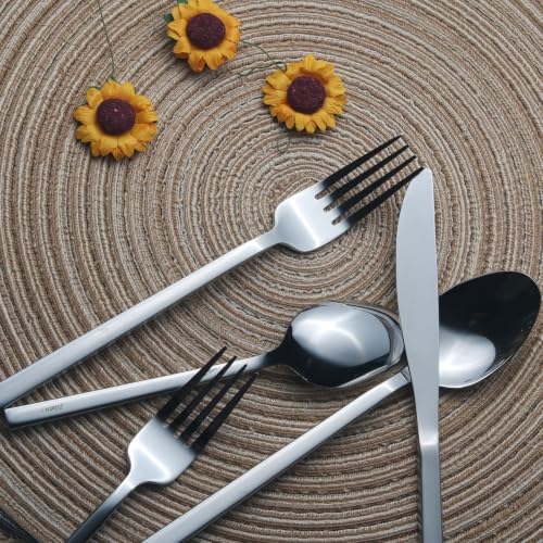 Alata Cube 60-Piece Forged Stainless Steel Mirror Flatware Set for 12 - Image 6