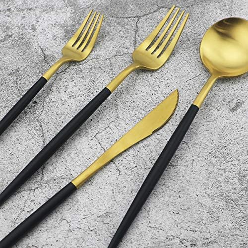 5-Piece 18/10 Stainless Steel Matte Gold Silverware Set, Kitchen Tableware Set, Dishwasher Safe - Image 6
