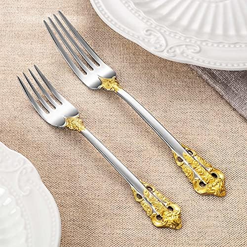 KEAWELL Luxury 20-Piece 18/10 Stainless Steel Flatware Set (Gold Accent) - Image 3
