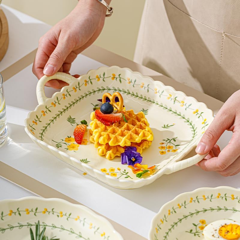 Ceramic Dinnerware Set, Series Kavara Ⅱ, (Yellow Spring Primrose) - Image 4