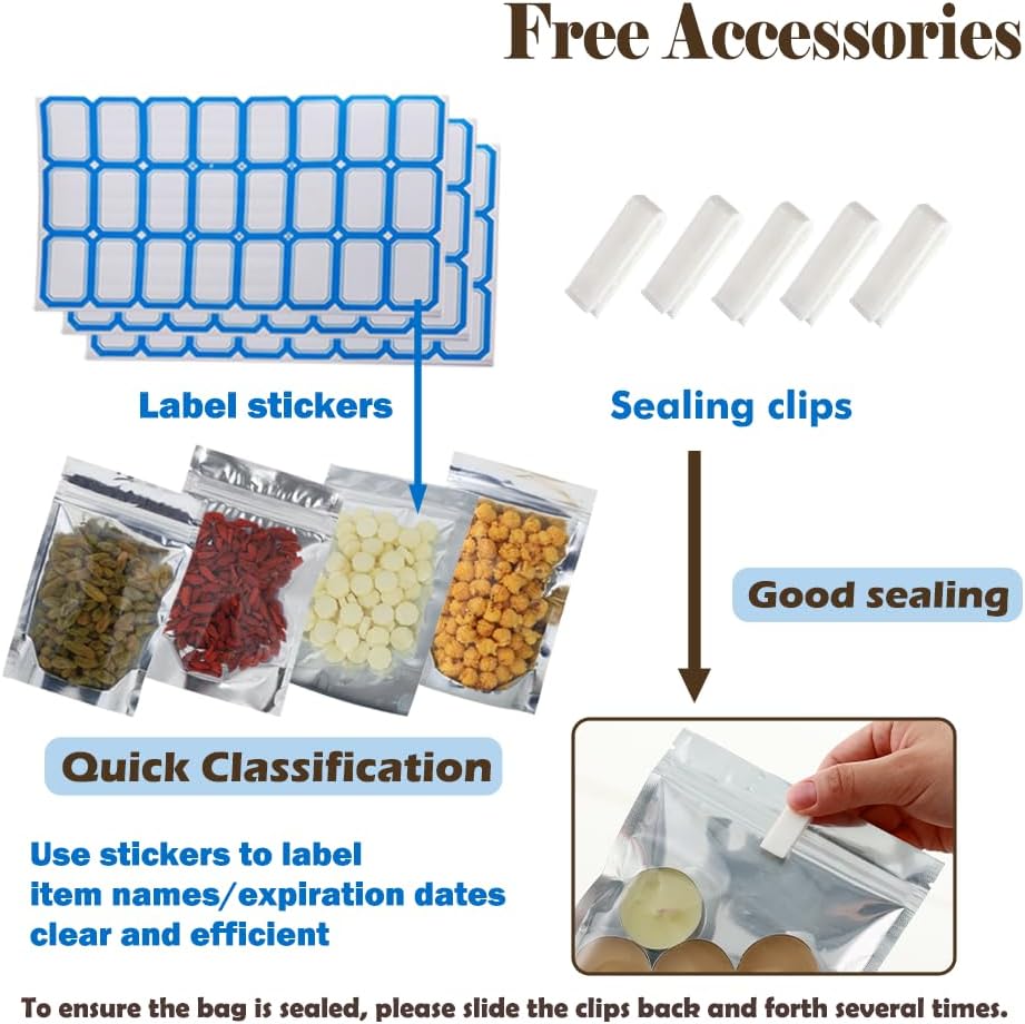 800-Pack Reclosable Large Mylar Bags for Food Storage 5.9" x 8.7" Stand Up Pouch Bags Bulk Resealable Smell Proof Aluminum Silver Foil Bags with Clear Window Kitchen Storage Edible Packaging - Image 3