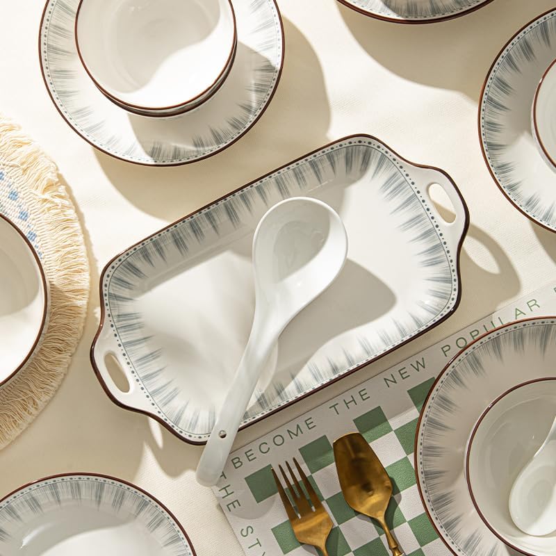 Ceramic Dinnerware Set, Series Kavara Ⅱ, (Blue Stripes) - Image 5