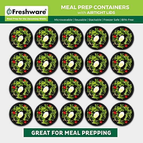 Freshware Meal Prep Containers with lids [150 Pack] Food Storage Containers, Bento Box, BPA-Free, Stackable, Microwave, Dishwasher, Freezer Safe, 32 Oz, Black - Image 3