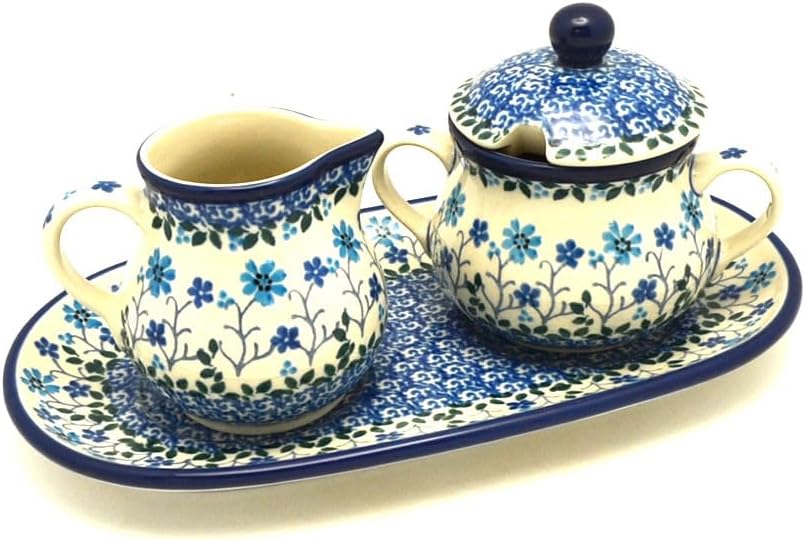 Polish Pottery Cream & Sugar Set - Georgia Blue by Polish+Pottery+Gallery