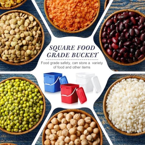 Mumufy 3 Pcs 3.5 Gallon Square Food Grade Bucket with Lid Square Bucket Pail Plastic Handles for Long Term Food Storage, Camping, Fishing, Home Organization Easy Stack and Store (White,Red,Blue) - Image 4