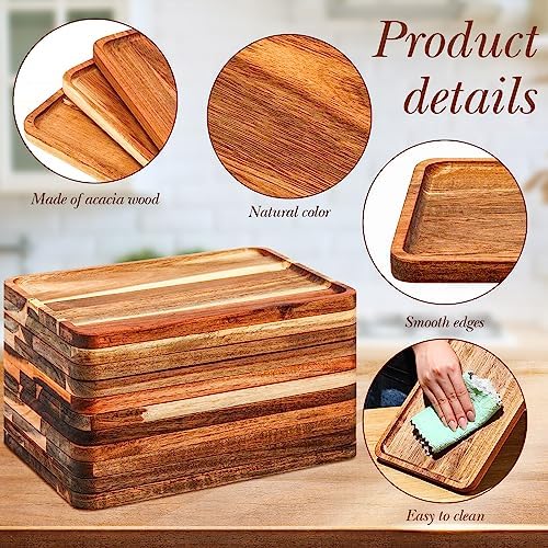 Roshtia 24 Pcs Acacia Wood Serving Tray Dinner Plates,8'' X 12'' X 0.6'' - Image 3