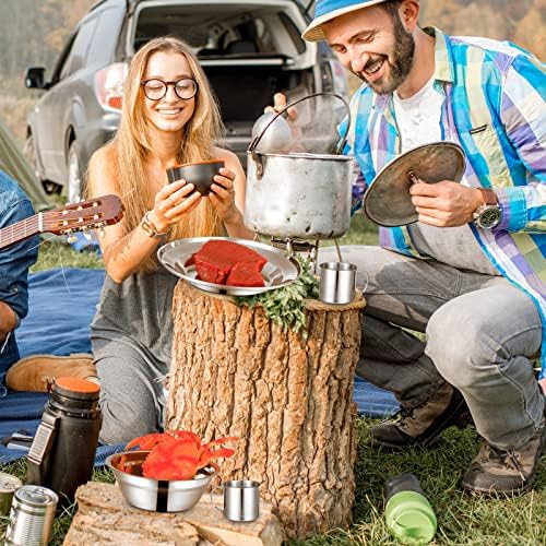 58 Pcs Camping Plates Cups and Bowls Set, Stainless Steel Dishes Mess Kit Utensils Tableware with Spoons Forks Knives Storage Bags for 8 Person Outdoor Camping Backpacking Hiking Travel Picnic - Image 6
