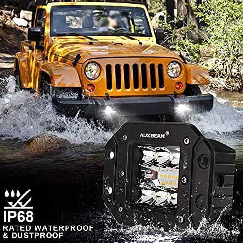 Auxbeam 5 Inch Pod Lights 72W White Amber Strobe Offroad Flush Mount Light - Image 5