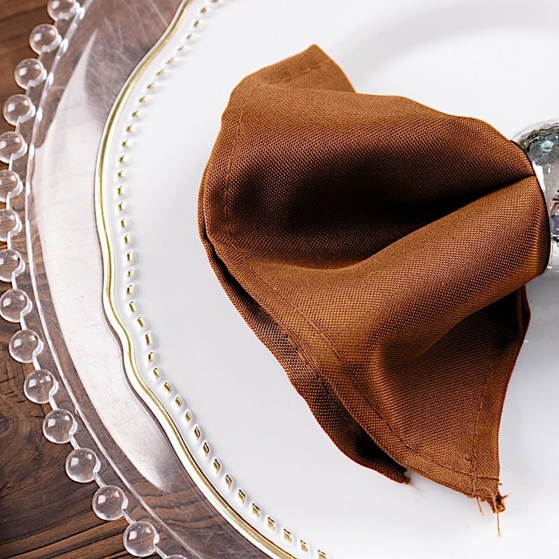 Balsa Circle 20 pcs 17-Inch Cinnamon Brown Polyester Table Napkins Reusable Washable Wedding Party Dinner Linens Tableware Supplies - Image 5