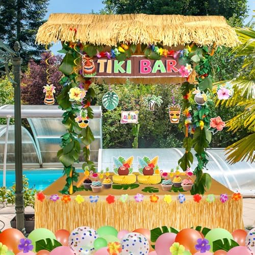 Auihiay 126PCS Abundant Tiki Bar Hut Kit, Portable Outdoor Tiki Bar Decor - Image 6