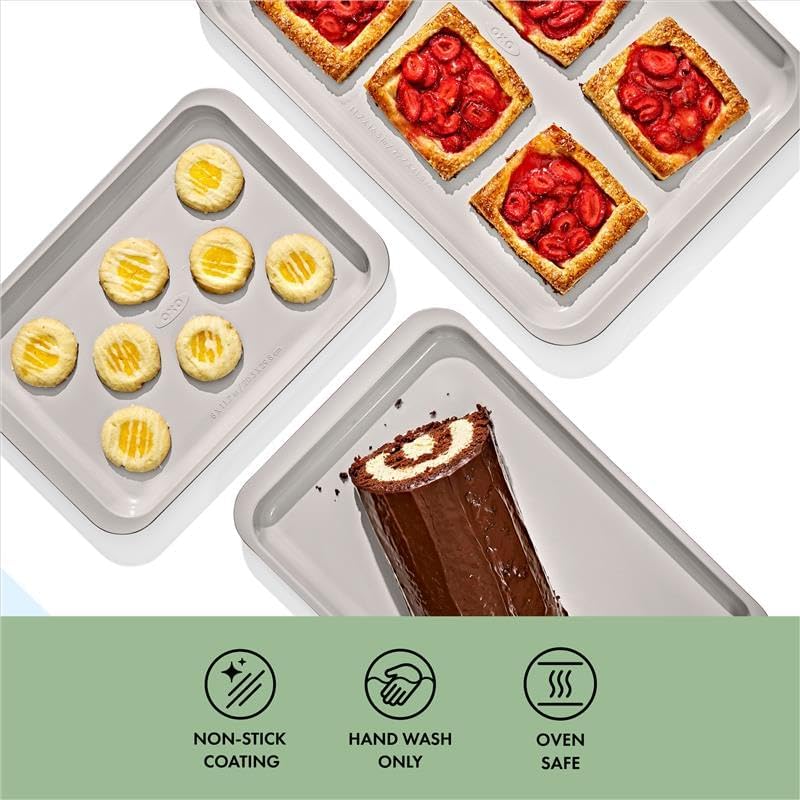 OXO Good Grips Non-Stick Pro Ceramic Coated Metal Bakeware 3-Piece Sheet - Image 2