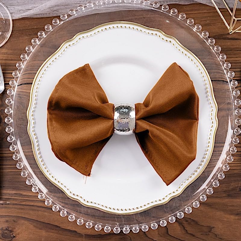 Balsa Circle 50 pcs 17-Inch Cinnamon Brown Polyester Table Napkins Reusable Washable Wedding Party Dinner Linens Tableware Supplies - Image 2