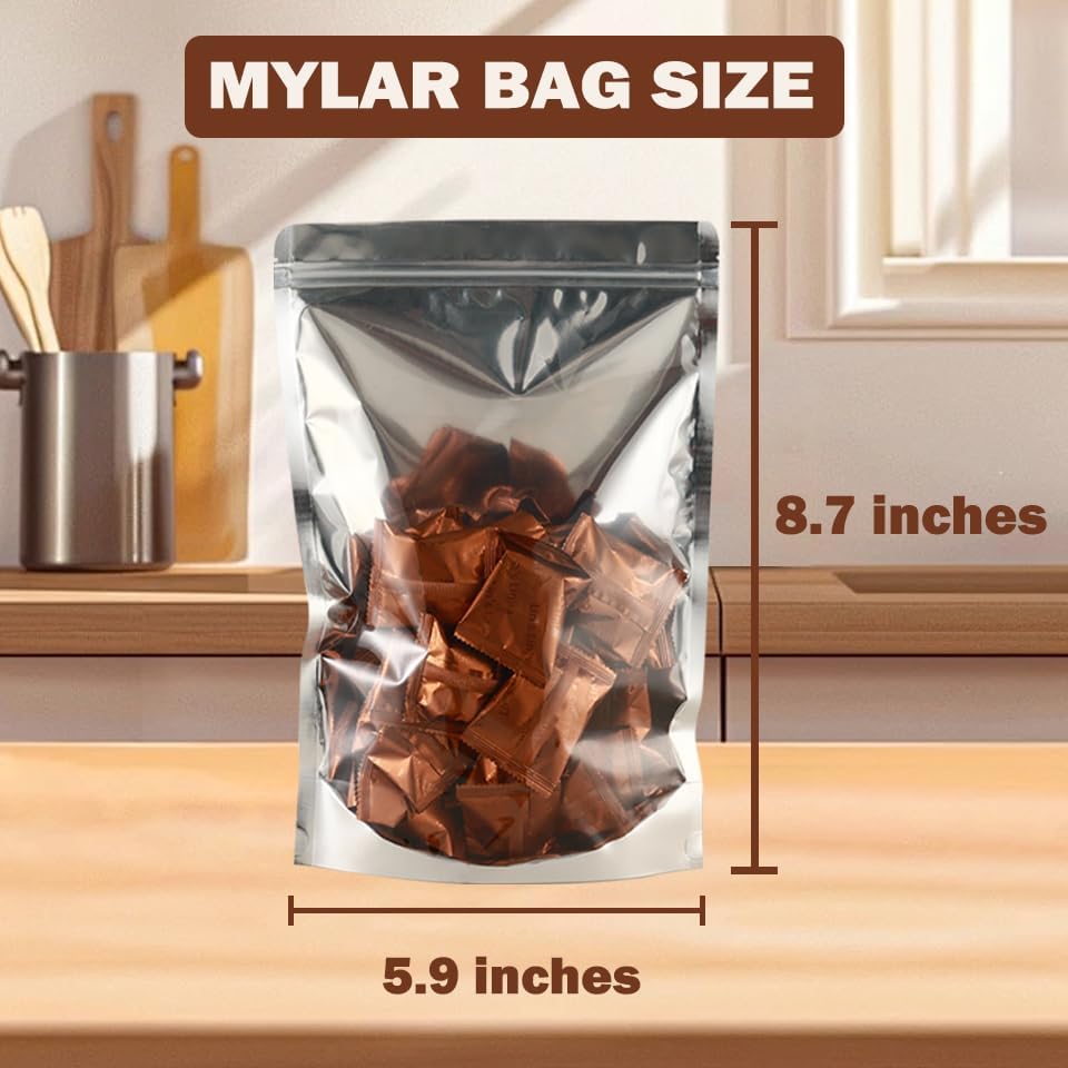 800-Pack Reclosable Large Mylar Bags for Food Storage 5.9" x 8.7" Stand Up Pouch Bags Bulk Resealable Smell Proof Aluminum Silver Foil Bags with Clear Window Kitchen Storage Edible Packaging - Image 4