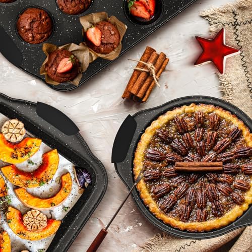 11-Piece Nonstick Baking Pans Set, Stackable Bakeware Sets, Black - Image 6