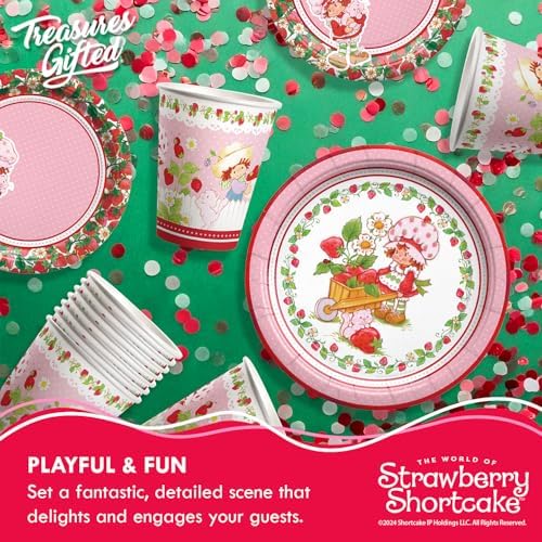 Treasures Gifted Officially Licensed Strawberry Shortcake Decorations - Serves 24 Guests Deluxe Set Strawberry Shortcake Birthday Decorations - Plates, Napkins, & More - Baby Shower Party Supplies - Image 7