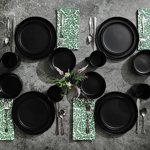 Gibson Home Zuma Stoneware Plates, Bowls, & Mugs Dinnerware Set - Matte Black, Service for Four (16pcs) - Image 4