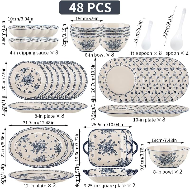 Ceramic Dinnerware Set, Series Kavara Ⅱ, (Vintage Cobalt Blue) - Image 3